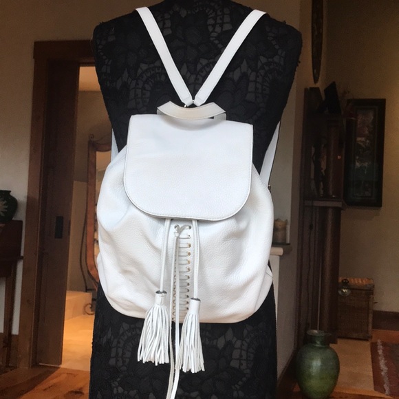 Rebecca Minkoff Handbags - Rebecca Minkoff White Leather Tassle Backpack
